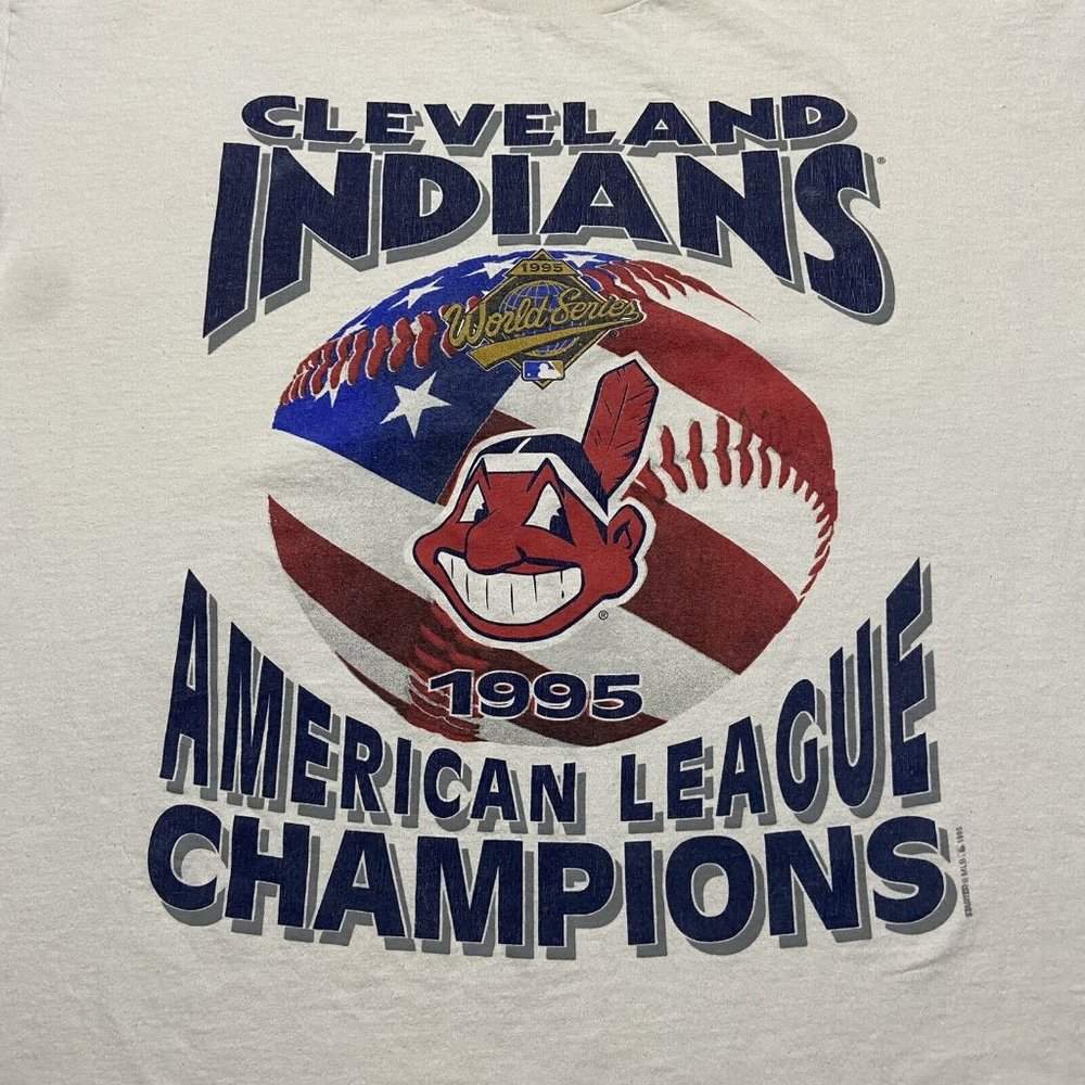 Vintage Star ter Cleveland Indians American League 1995 Champions Shirt Collecti